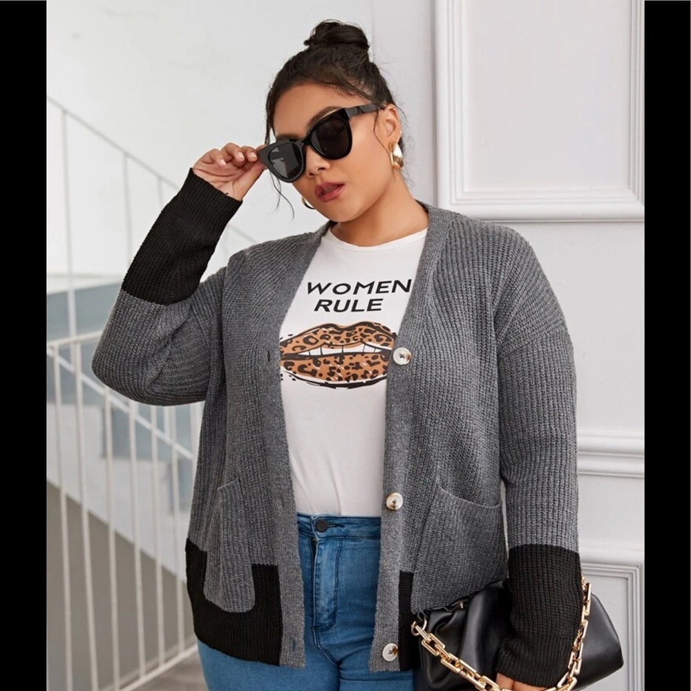 (Nwot) Colorblock Black & Grey Cardigan🖤🤍